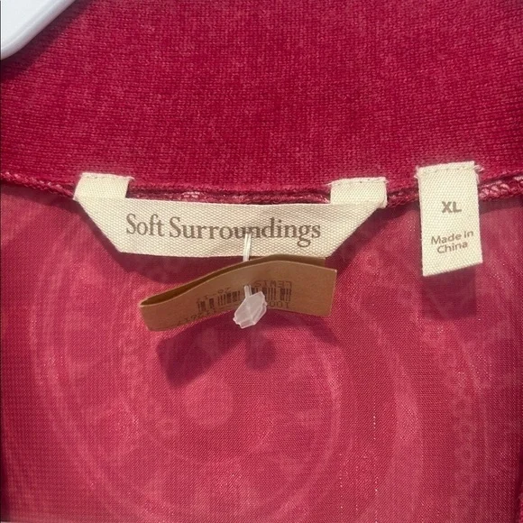 Soft Surroundings Women's Berry Open Front Sweater Cardigan paisley panel xl - Picture 5 of 7